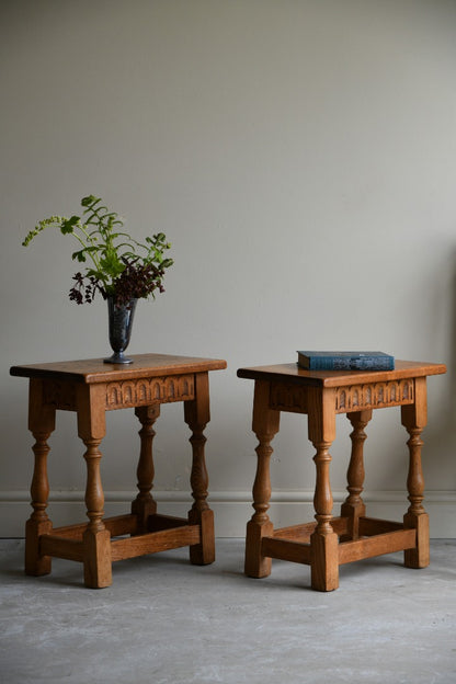 Pair Oak Joint Stools