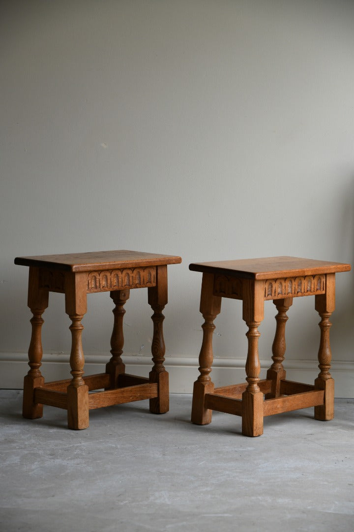 Pair Oak Joint Stools