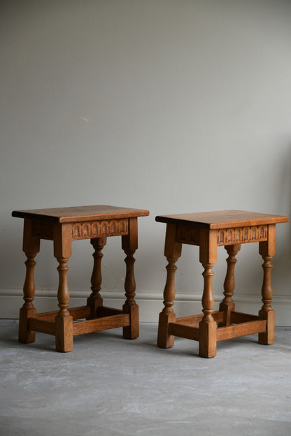 Pair Oak Joint Stools