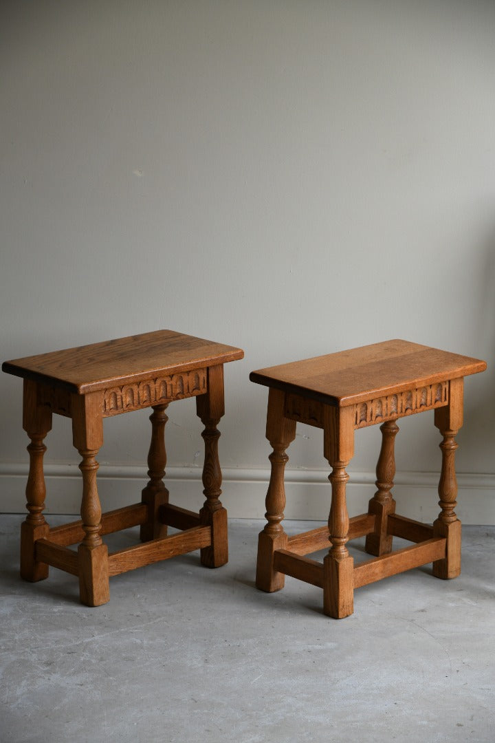 Pair Oak Joint Stools