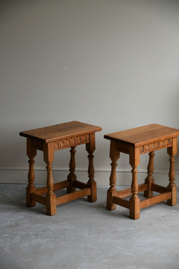 Pair Oak Joint Stools