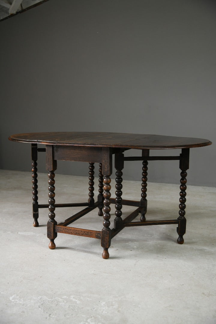 Oak Bobbin Drop Leaf Table