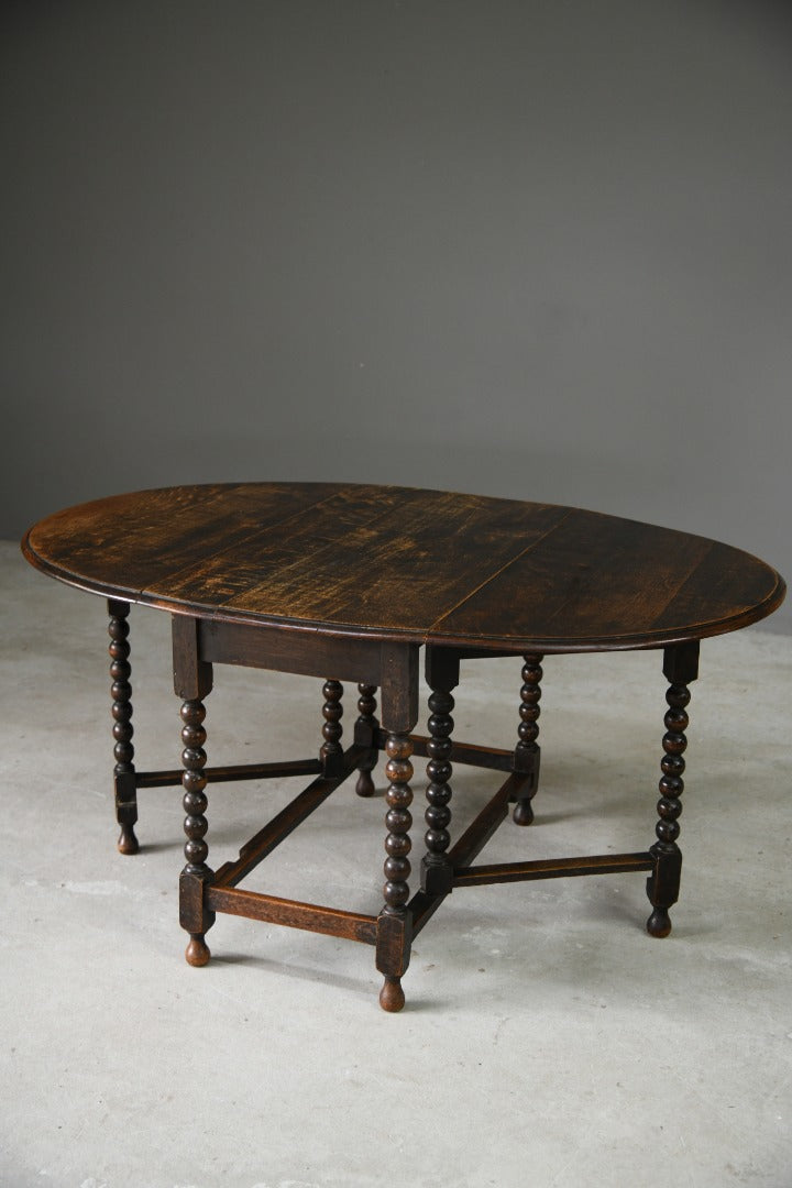 Oak Bobbin Drop Leaf Table