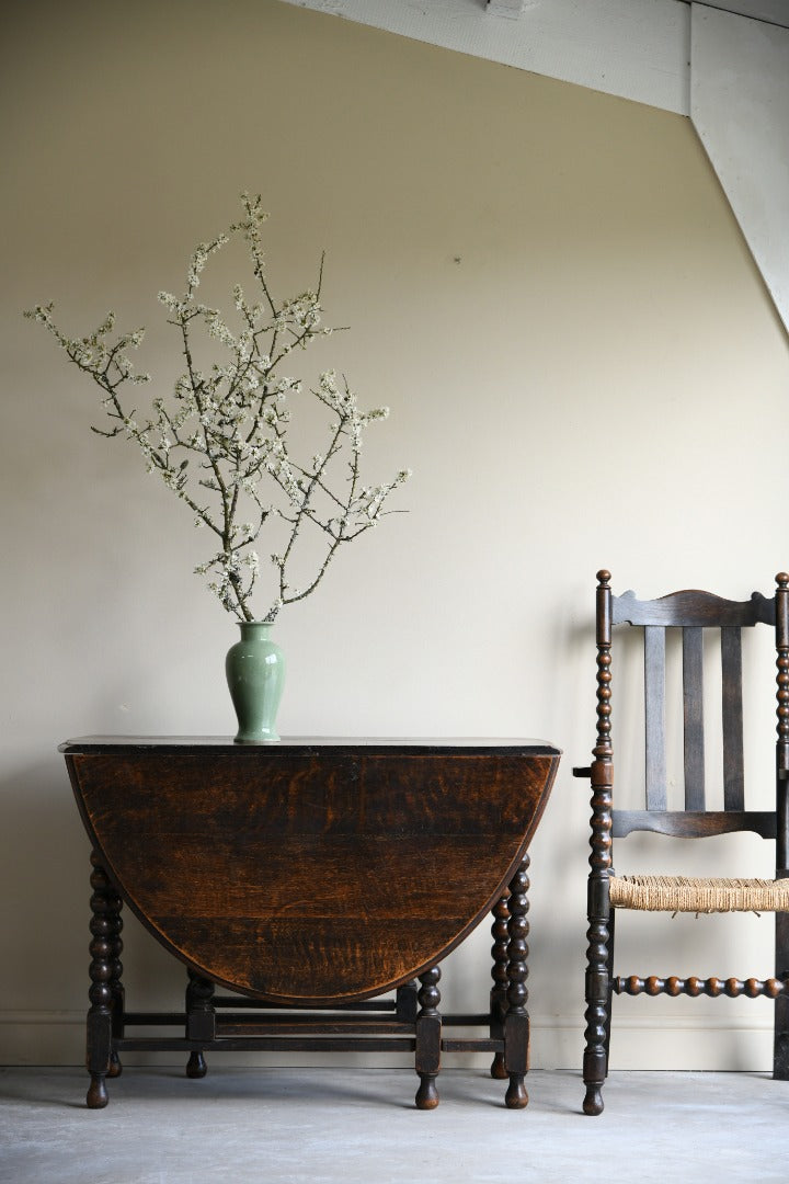 Oak Bobbin Drop Leaf Table