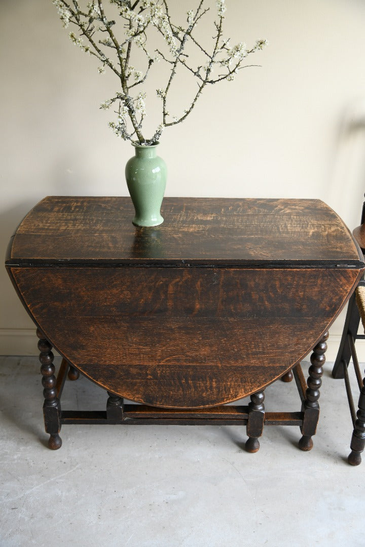 Oak Bobbin Drop Leaf Table