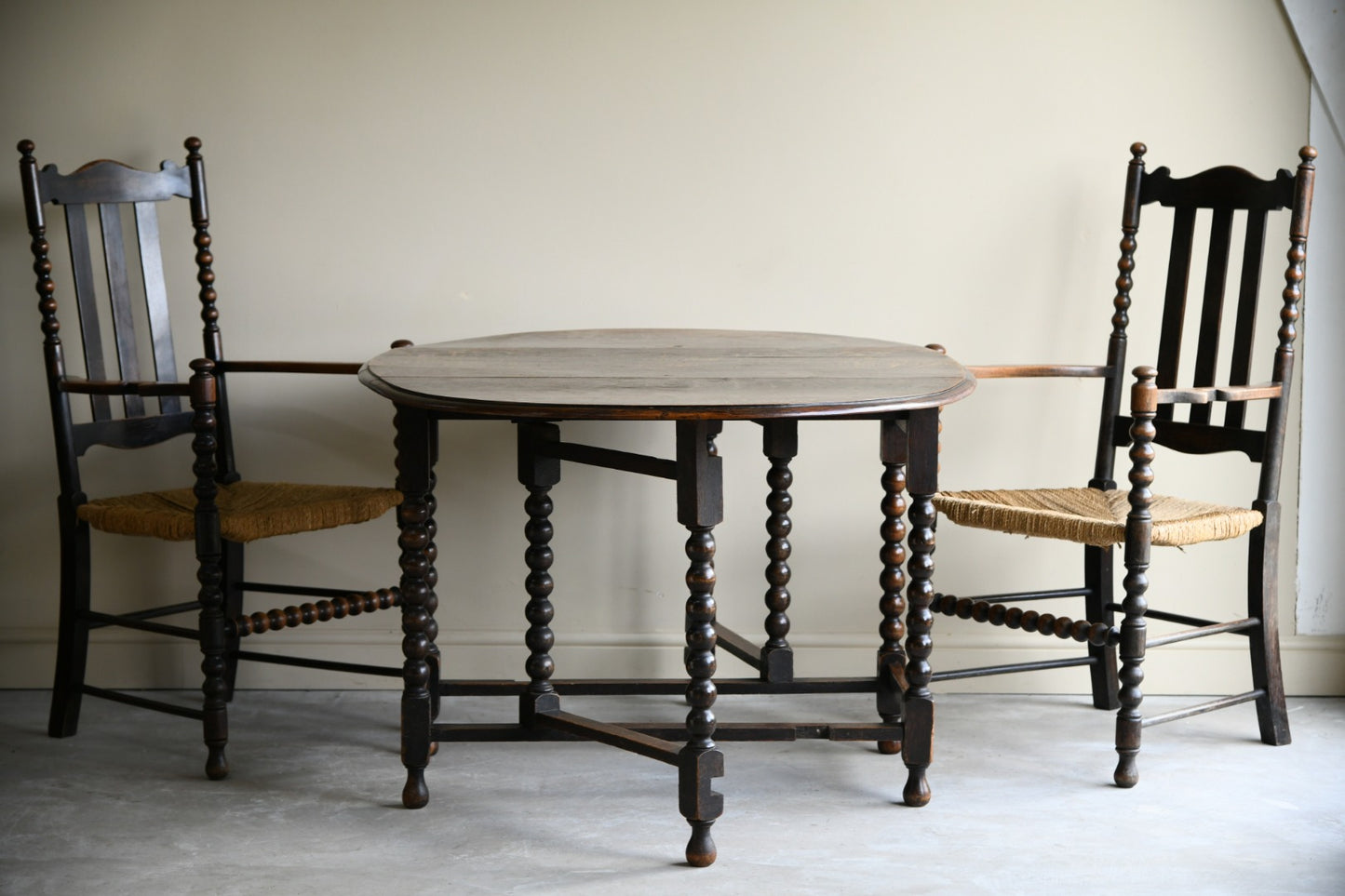 Oak Bobbin Drop Leaf Table