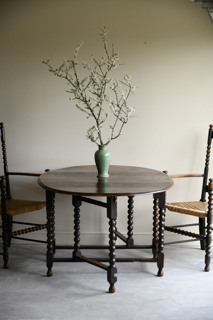 Oak Bobbin Drop Leaf Table