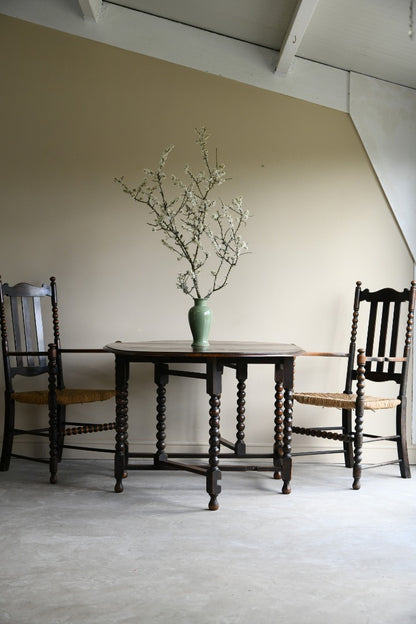 Oak Bobbin Drop Leaf Table