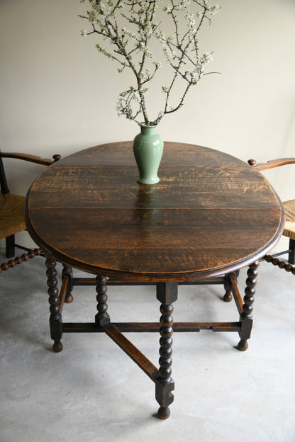 Oak Bobbin Drop Leaf Table