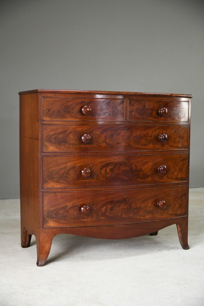Antique Mahogany Bow Front Chest of Drawers