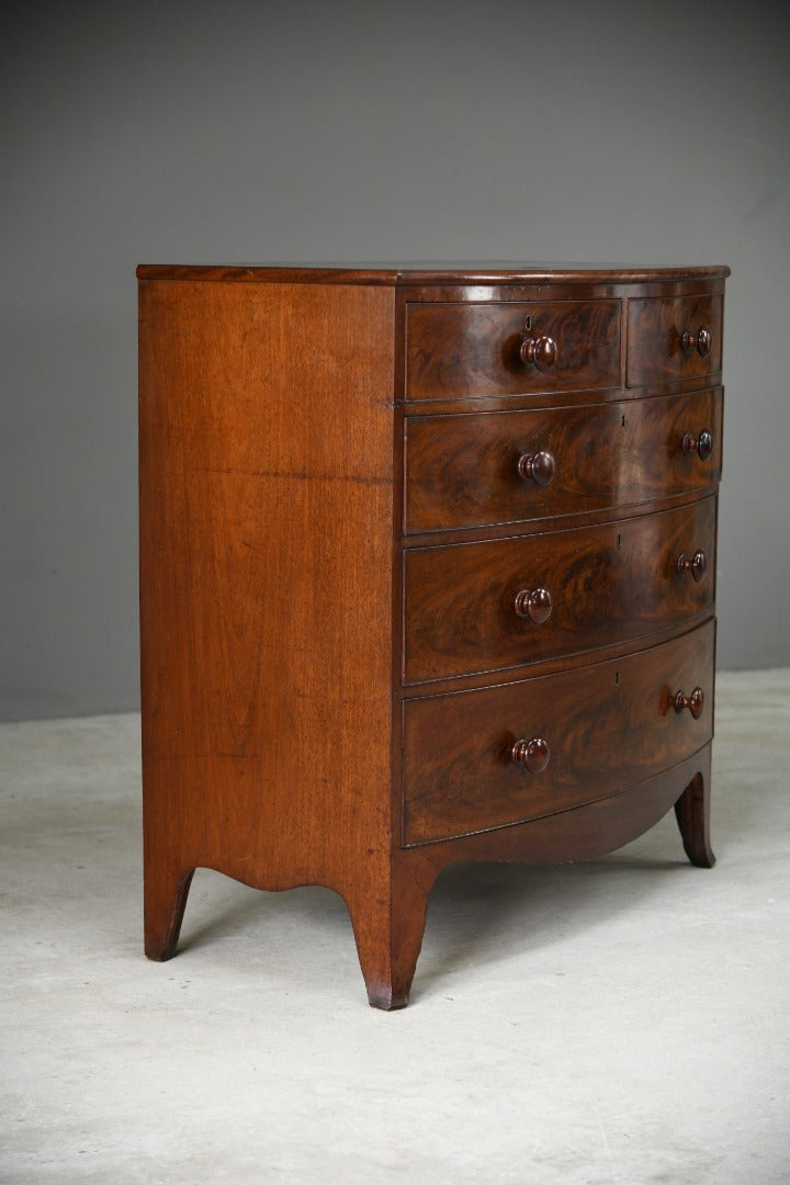 Antique Mahogany Bow Front Chest of Drawers