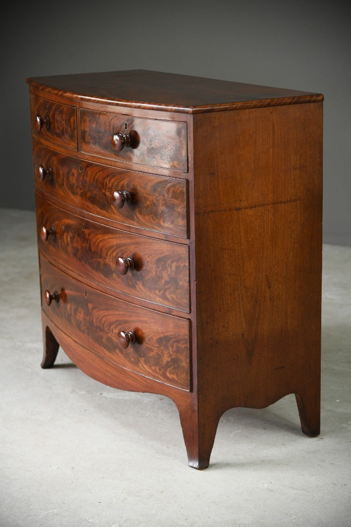 Antique Mahogany Bow Front Chest of Drawers