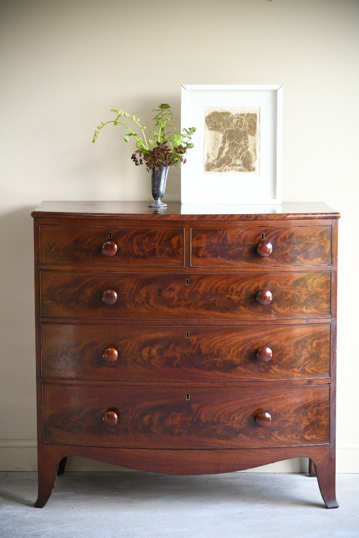 Antique Mahogany Bow Front Chest of Drawers