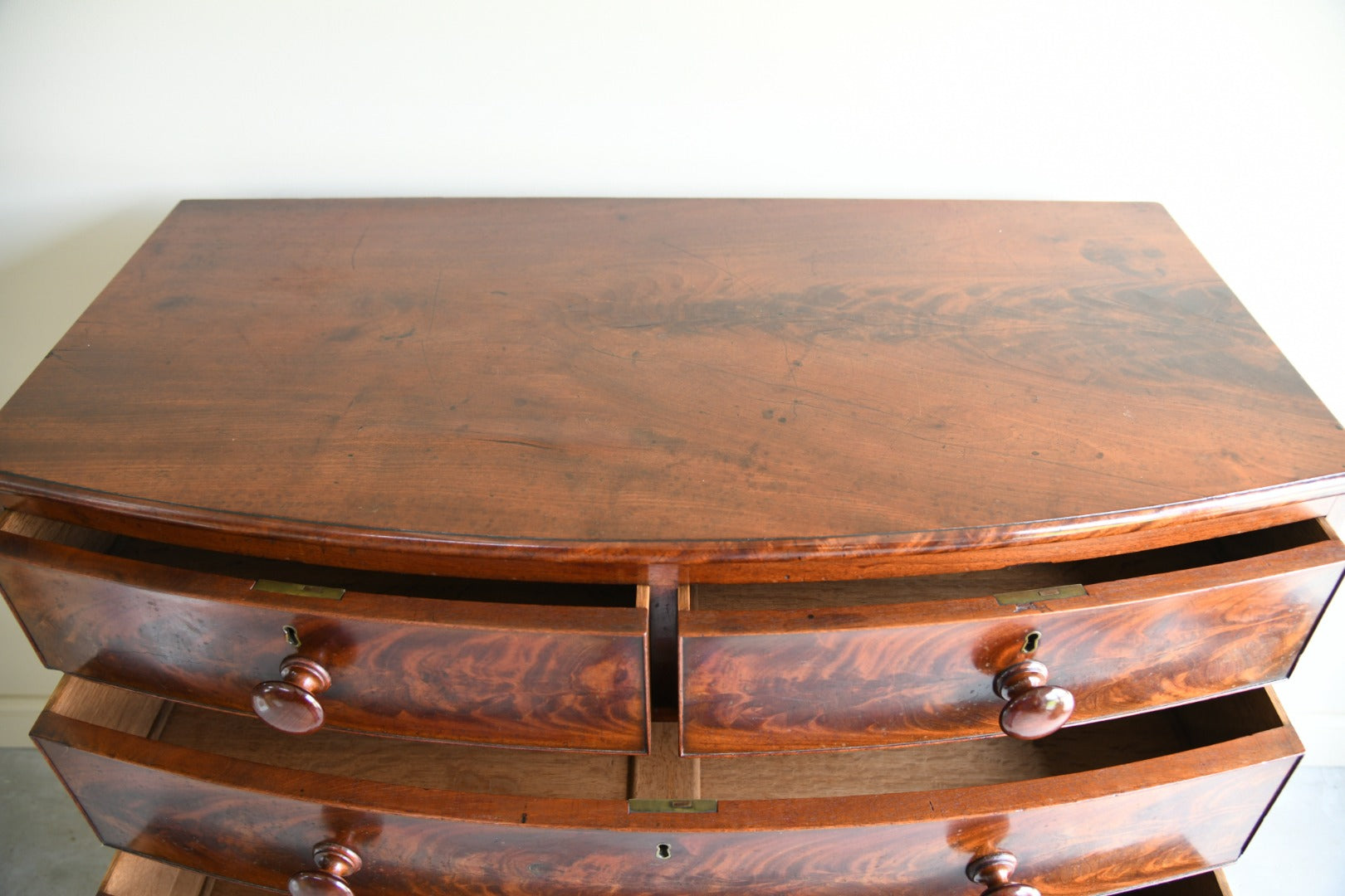 Antique Mahogany Bow Front Chest of Drawers