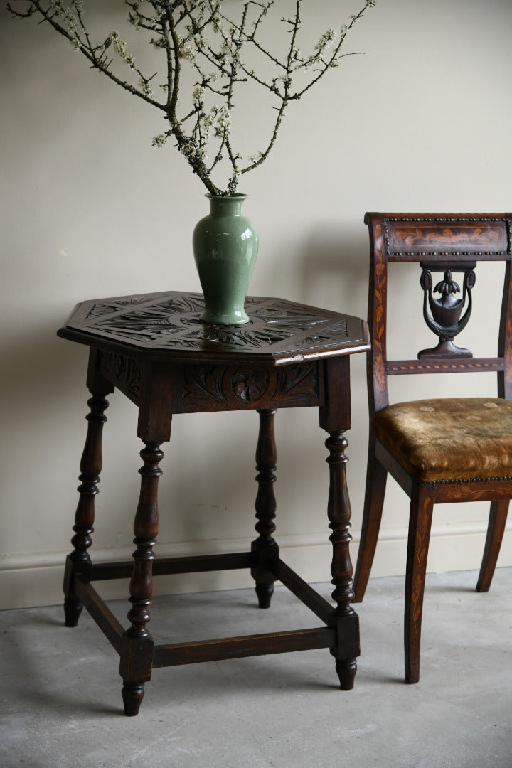 Carved Octagonal Occasional Table