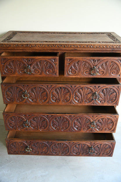 Continental Antique Oak Chest of Drawers