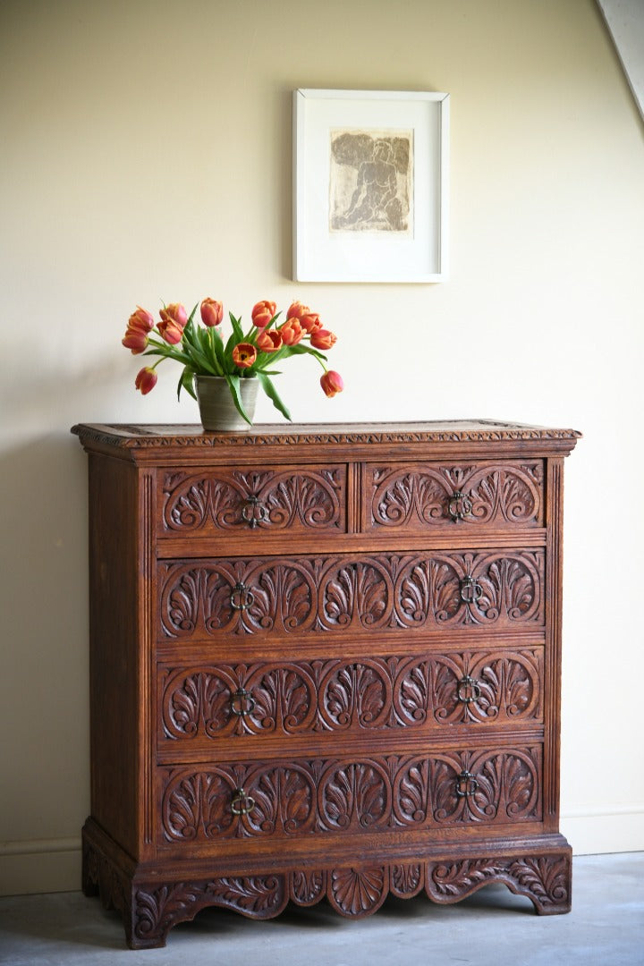 Continental Antique Oak Chest of Drawers