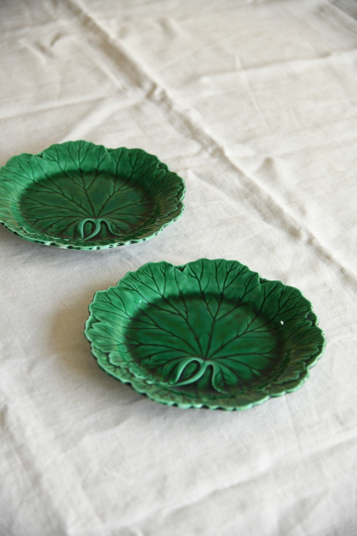 Pair Wedgwood Majolica Leaf Plates