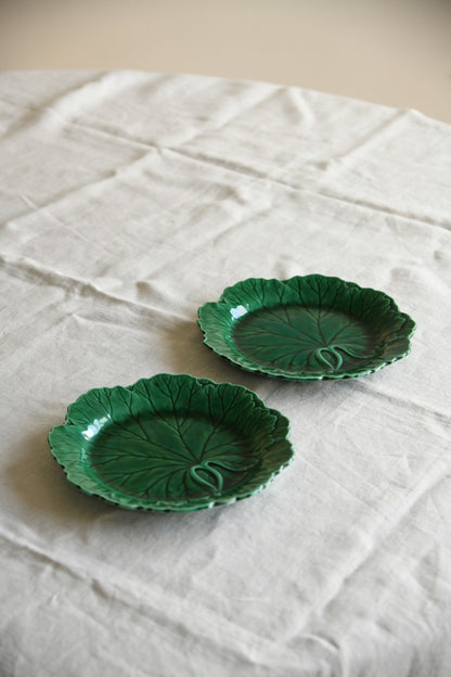 Pair Wedgwood Majolica Leaf Plates