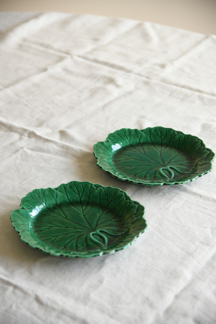 Pair Wedgwood Majolica Leaf Plates