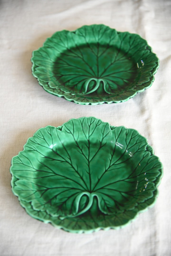 Pair Wedgwood Majolica Leaf Plates