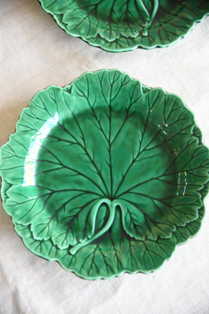 Pair Wedgwood Majolica Leaf Plates