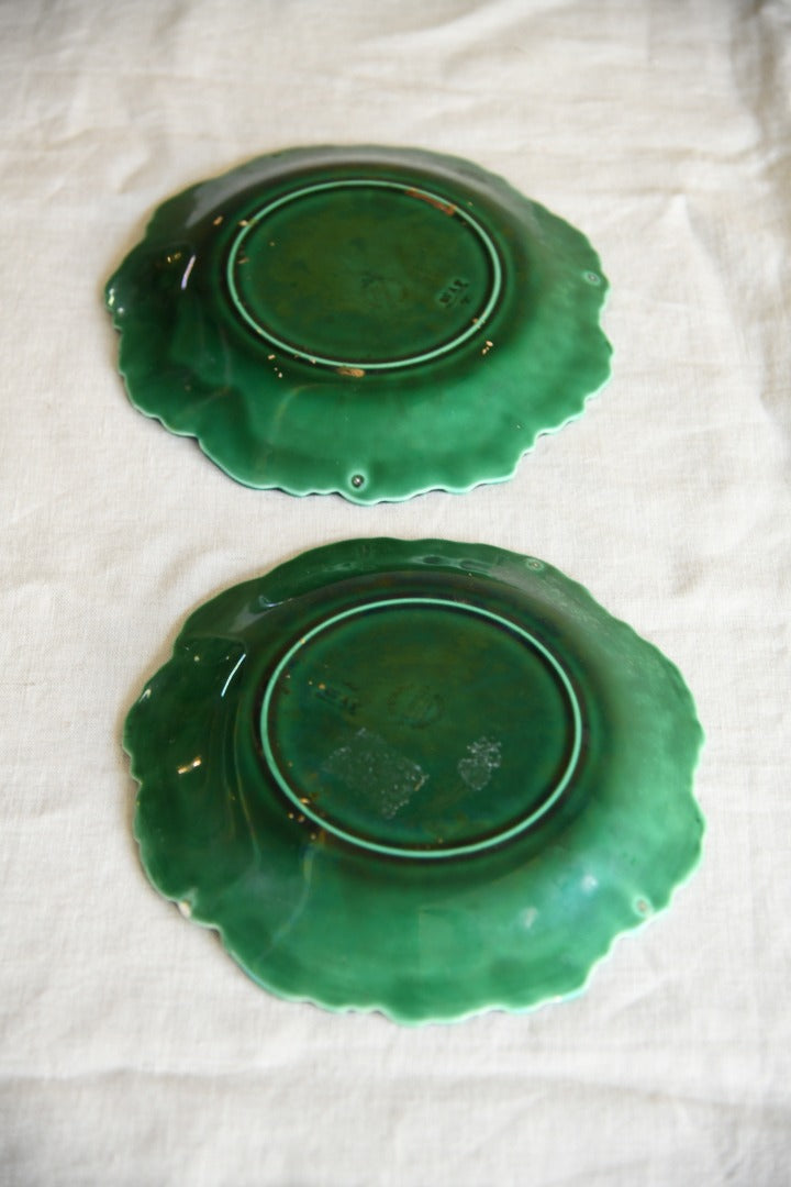 Pair Wedgwood Majolica Leaf Plates