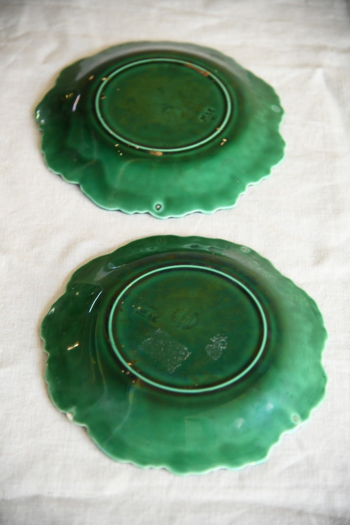 Pair Wedgwood Majolica Leaf Plates