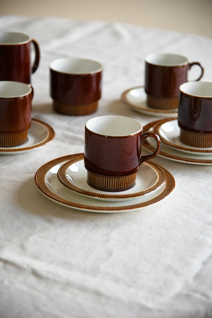 Poole Pottery Chestnut Cups & Saucers