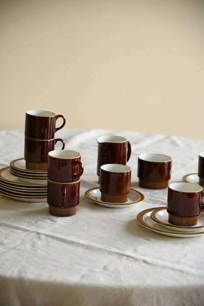 Poole Pottery Chestnut Cups & Saucers