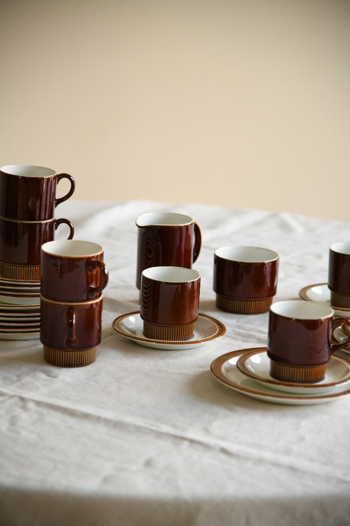 Poole Pottery Chestnut Cups & Saucers