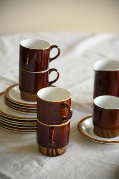 Poole Pottery Chestnut Cups & Saucers