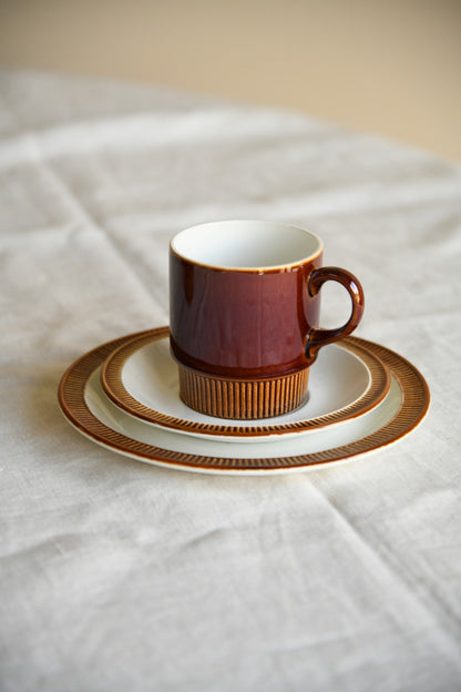 Poole Pottery Chestnut Cups & Saucers