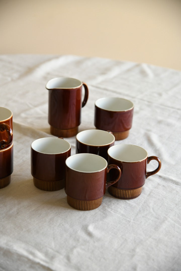 Poole Pottery Chestnut Cups & Saucers