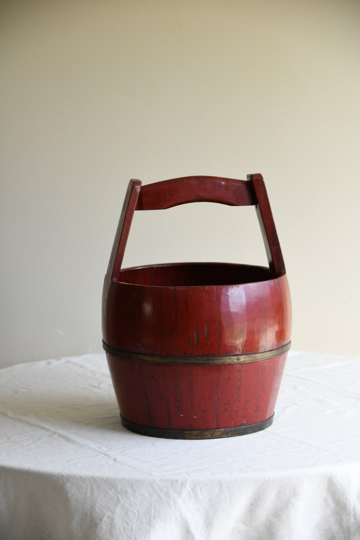 Oriental Red Lacquer Bucket