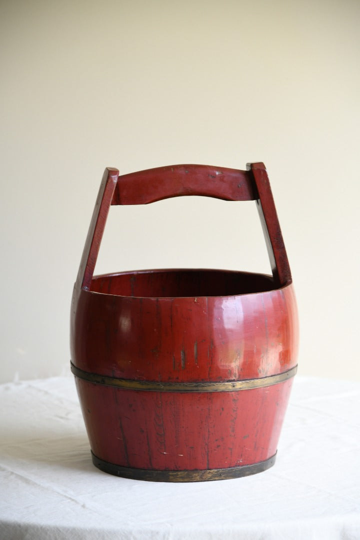 Oriental Red Lacquer Bucket