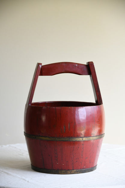 Oriental Red Lacquer Bucket