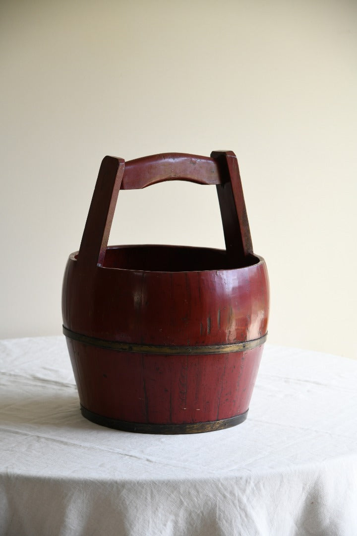 Oriental Red Lacquer Bucket