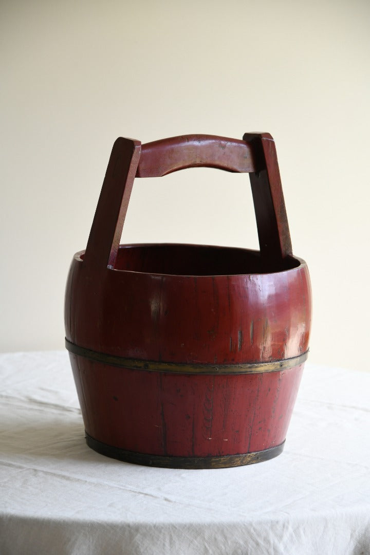 Oriental Red Lacquer Bucket