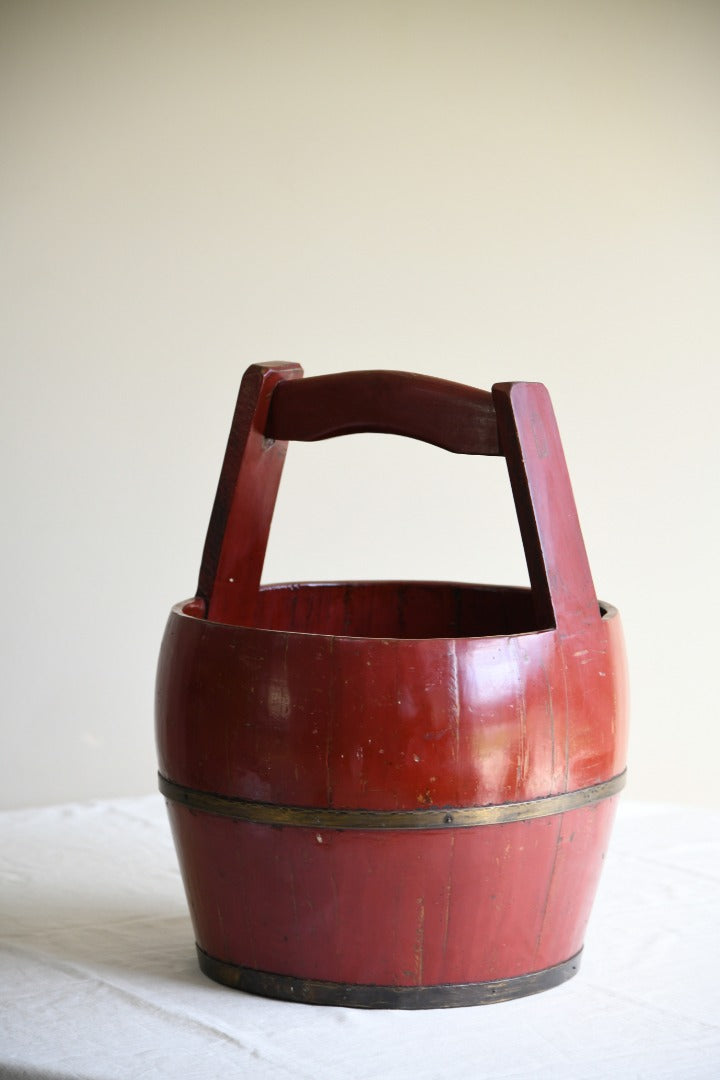 Oriental Red Lacquer Bucket