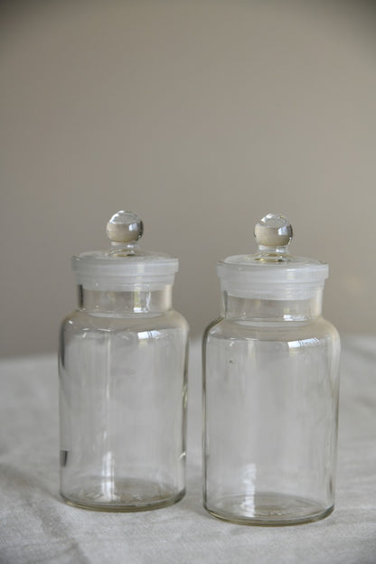 Pair Small Glass Sweet Jars