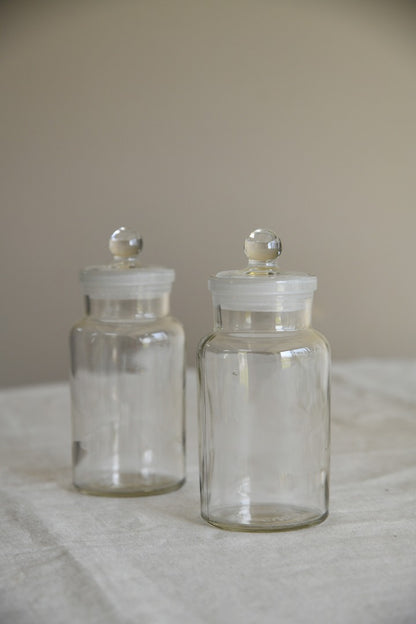 Pair Small Glass Sweet Jars