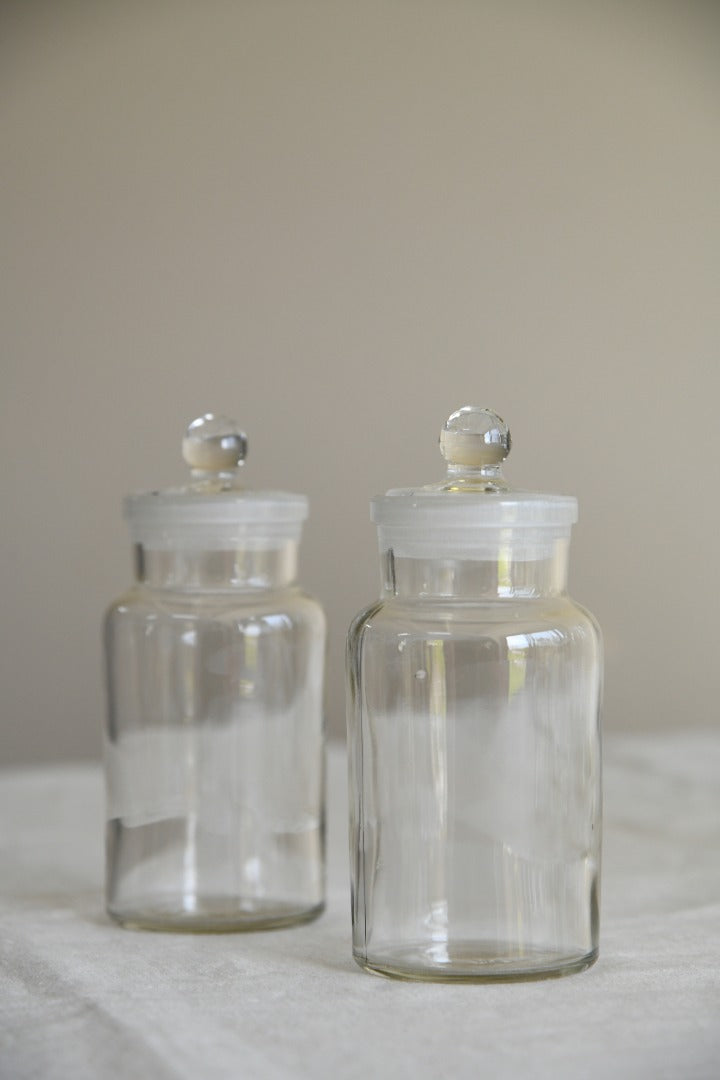 Pair Small Glass Sweet Jars