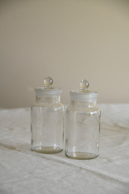 Pair Small Glass Sweet Jars