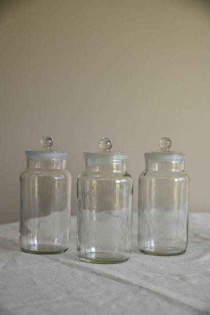 3 Vintage Glass Sweet Jars