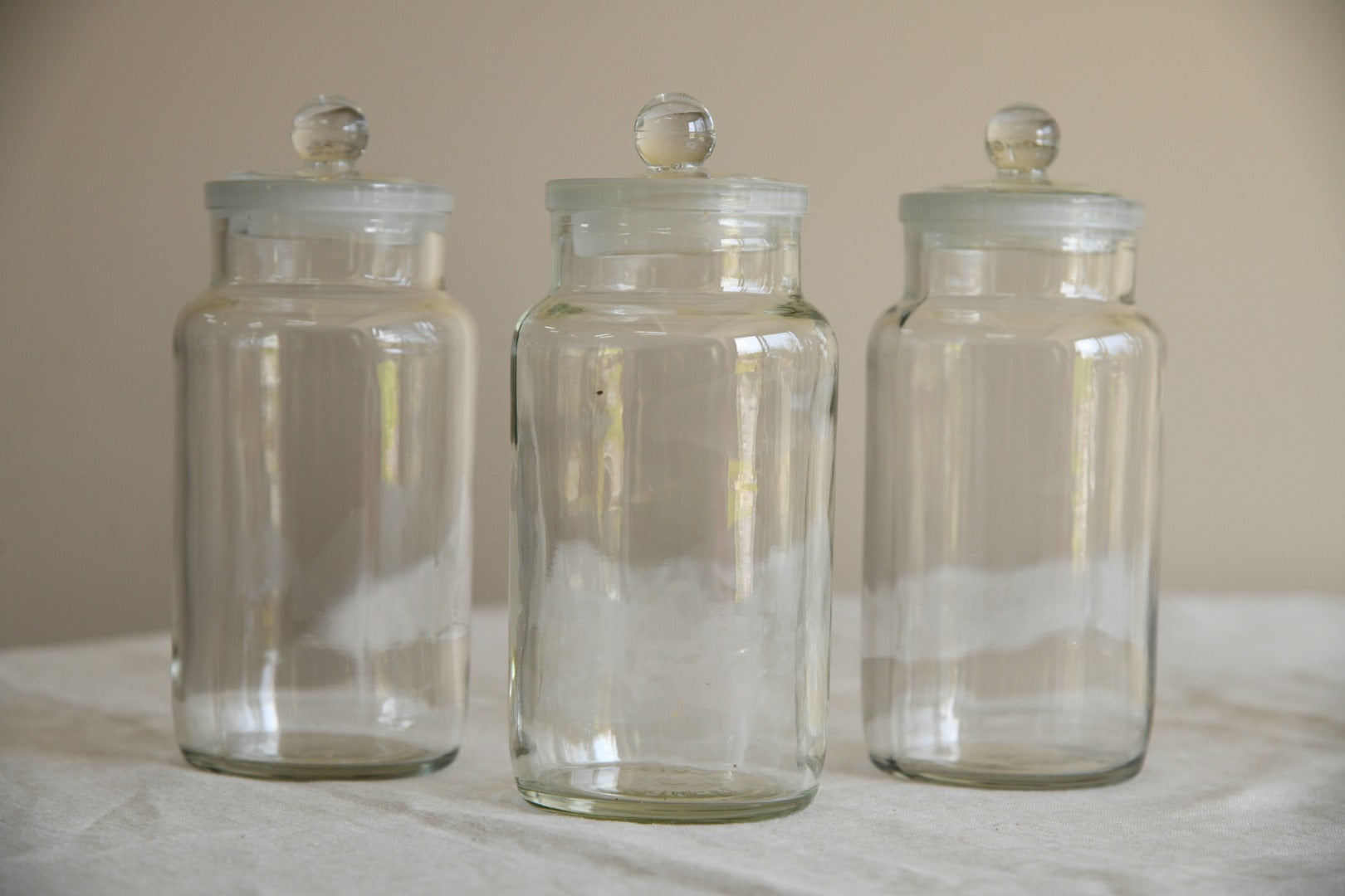 3 Vintage Glass Sweet Jars