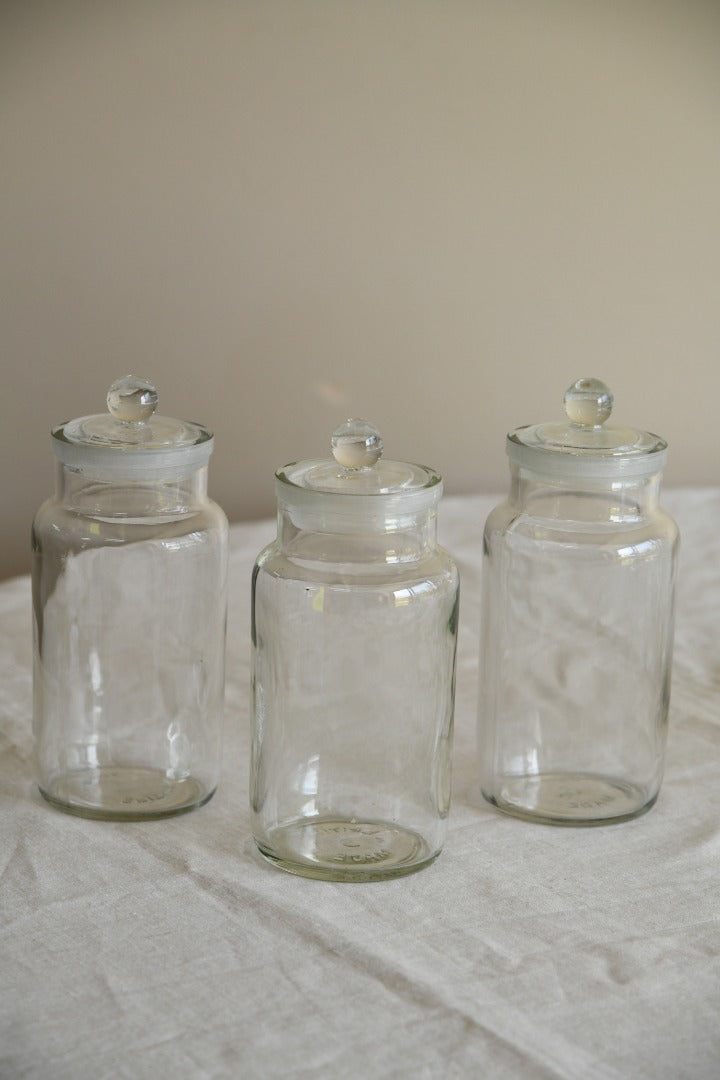 3 Vintage Glass Sweet Jars