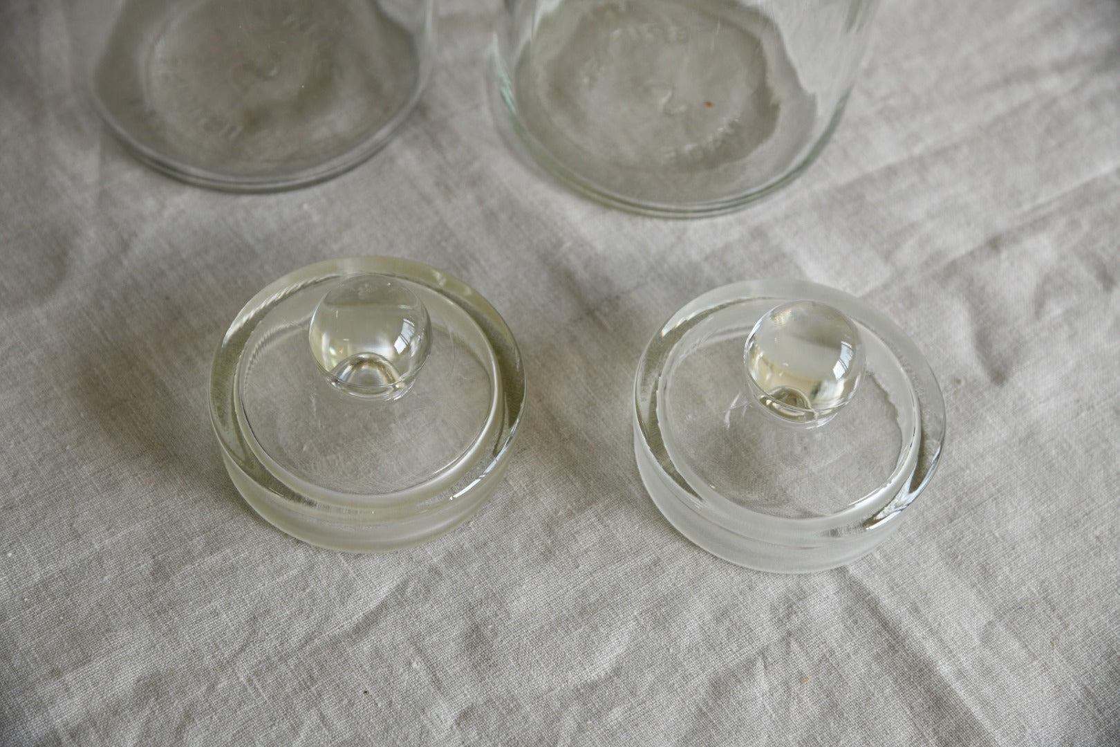 Pair Vintage Glass Storage Jars