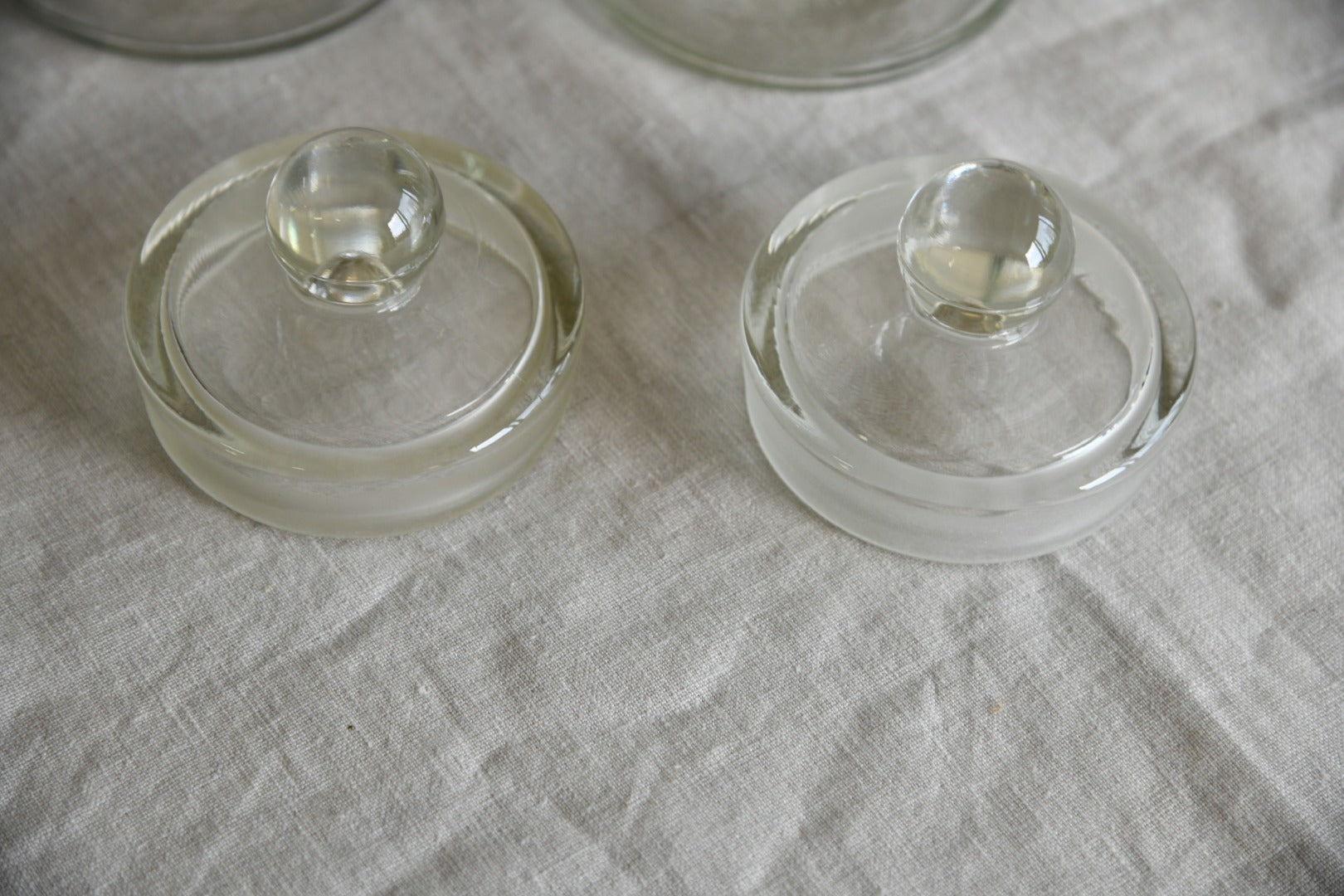 Pair Vintage Glass Storage Jars