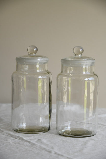 Pair Vintage Glass Storage Jars